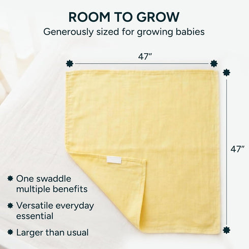 2 Pack 100% 47 47 inches, Muslin Swaddle Blankets for Newborns, Multipurpose Organic Cotton, Ultra Soft Breathable