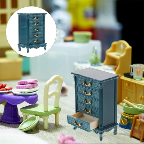 1:24 Toyvian Dollhouse Cabinet Miniature Drawer Cabinet Scale Mini Wood Cabinet Wooden Storage Dresser for Dollhouse