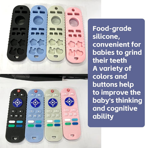 2-Pack Silicone Baby Teether Toys, TV Remote Control Shape Chew Toys for Babies 6-18 Months (Black)