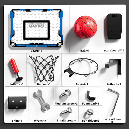 Over The Door Mini Basketball Hoop for Kids, Indoor Basketball Hoop with Scoreboard & 4 Balls, Sport Toys Gifts for