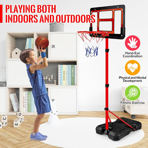 GMAOPHY Kids Basketball Hoop with Stand, Adjustable Basketball Set for Boys Age 3-8, Indoor Outdoor Sport Game
