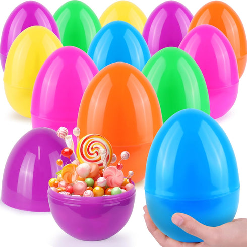 12 PCS Jumbo Easter Eggs 6 Inch Colorful Giant Plastic Easter Eggs