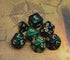 Polyhedral DND Dice Set - Glitter Dice for Dungeon and Dragons D&D RPG Role Playing Games (Green Mix Black Nebula)