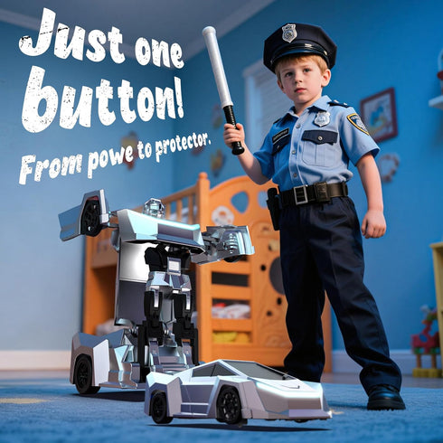 2.4GHz 2-in-1 60-Min 360Rotation, JOI MEW Cyber Remote Control Car for Kids, Transform RC Truck Robot Toy W/ Design