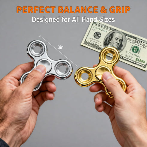 5 Pack,Electroplated 3-5 6+ Fidget Toys Adults Metal Fidget Spinner Stress Reducer,High Speed Min Quite Spins,Fidgets