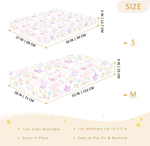miaozhen 1 Pack 52x28 Cotton Baby Crib Sheets Soft Stretchy Sweet Cute Stars Blush Color Toddler Mattresses for Nursery