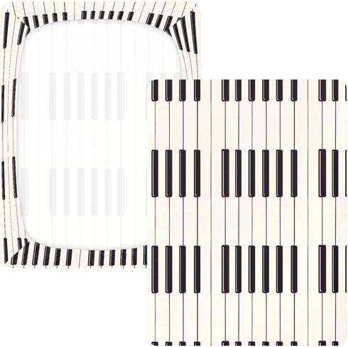 miaozhen 1 Pack 52x28 Cotton Baby Crib Sheets Soft Comfy Simple Line Art Black and White Piano Keys Boy Girl Crib Sheet