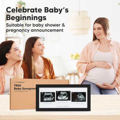 KeaBabies Baby Sonogram Picture Frames - Trio Ultrasound Picture Frames, First Time Mom Gift, Cute Pregnancy Reveal