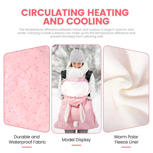 Orzbow Baby Winter Carrier Cover with Detachable Hood, Waterproof & Windproof, with Big Pockets, Universal Fit for Baby
