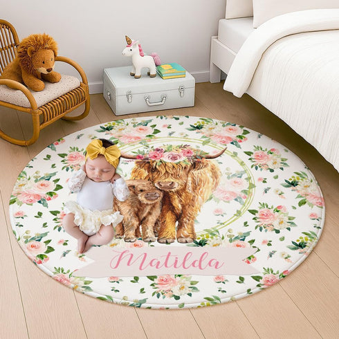 Naseagleeye Personalized Baby Rug with Name Custom Nursery Rug for Girls, Soft Baby Play Mat, Non Slip Floor Mat