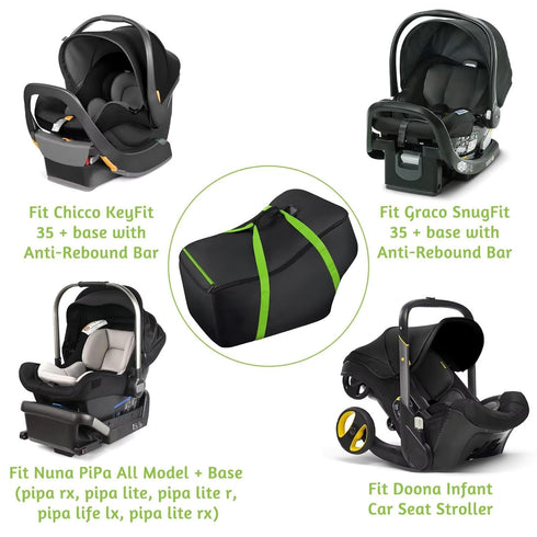 SCTEL Infant Car Seat Travel Bag - Fits Infant Car Seats with Anti-Rebound Bar Base, Car Seat Storage Bag, Car Seat