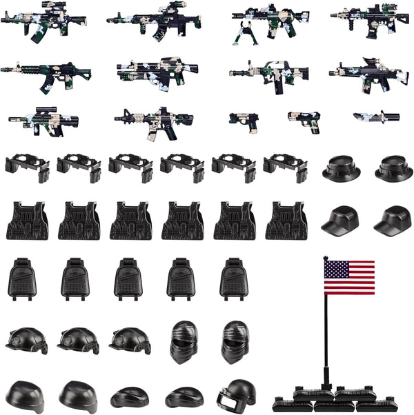 51 Pcs Toy Soldiers Figures US Camouflage Weapons Army Battle Toy Set - Military Accessories Kits for 3 Years Old and Up