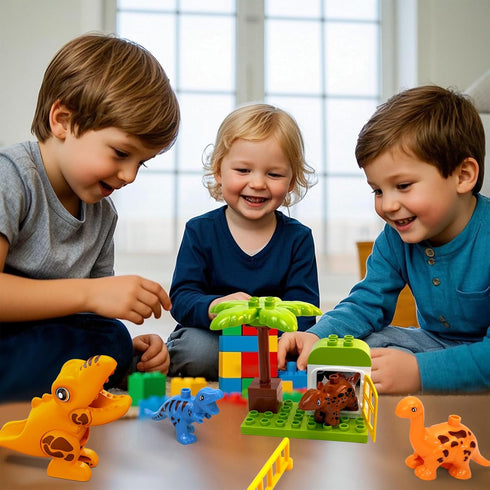 Unasas 3+ 121-Piece 6 2 Set Marble Run Building Blocks for Kids Ages | Dinosaur STEM Toy with Dinosaurs & Baseplates |