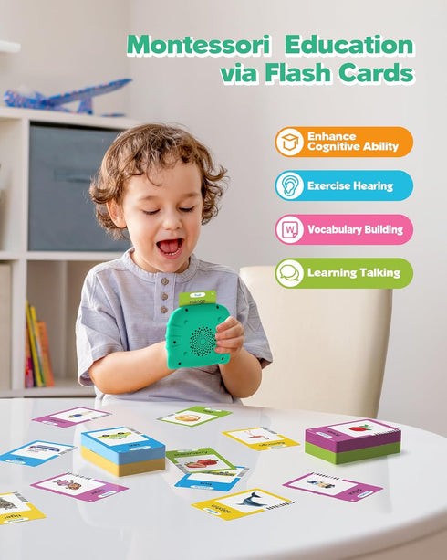 1 2 3 4 224 Talking Flash Cards for Toddlers Year Olds, Montessori Language Learning with Words, Pocket Speech Therapy