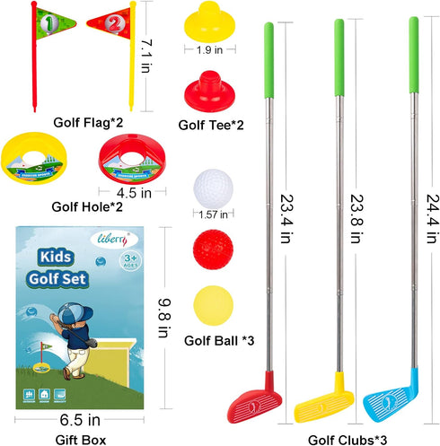 Liberry Kids Golf Club Set, Retractable Toy Golf Clubs for Toddlers, Mini Golf Set for Ages 3-5