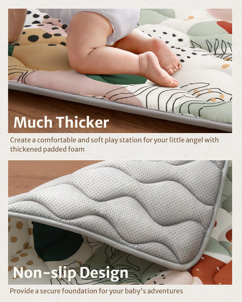 43" 43" Blissful Diary Portable Baby Play Mats for Floor, Thicker Cushioned Foldable Baby Crawling Mat for Indoor