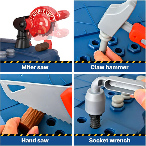 MUGEYMYD Kids Tool Bench Set - Electric Drill and Realistic Tools for Pretend Play Construction Workbench