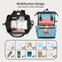 Hsnar Backpack Mushroom Print Waterproof Diaper Bag Large Capacity Baby Bag with Stroller Straps, Multi-Pocket Diaper