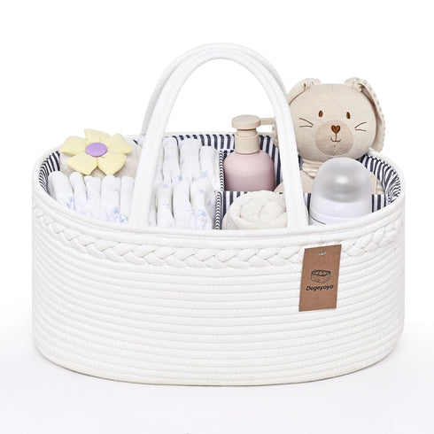 13.5L Baby Diaper Caddy Organizer, 15.3"x9.8"x7" Cotton Rope Diaper Basket, Changing Table