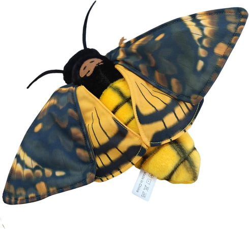 FRANKIEZHOU Simulation Deaths Head Hawk Moth Stuffed Animal - Yellow 25", Lifelike Plush Toy for Kids