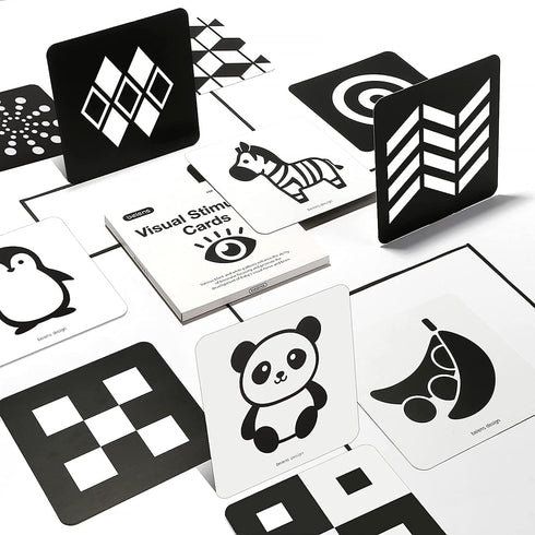 beiens High Contrast Baby Flashcards, Black White Color Visual Stimulation Learning Activity Cards for Newborns (0-3