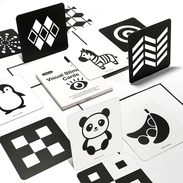 beiens High Contrast Baby Flashcards, Black White Color Visual Stimulation Learning Activity Cards for Newborns (0-3