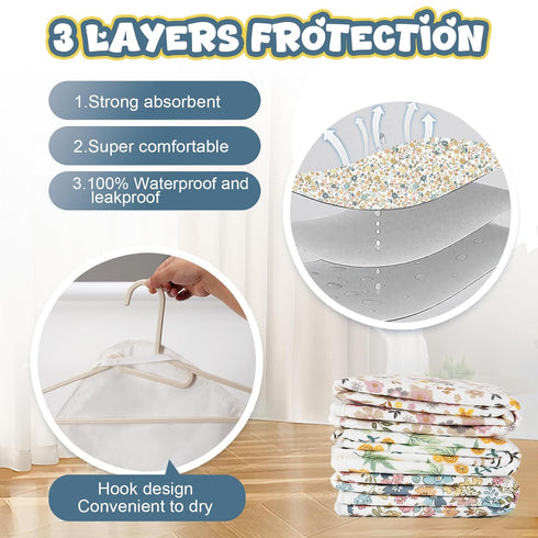 31.5" 21.5" Use(Floral1) Baby Diaper Changing Pad x Extra Large Waterproof Absorbent Portable Changing Mat, Reusable