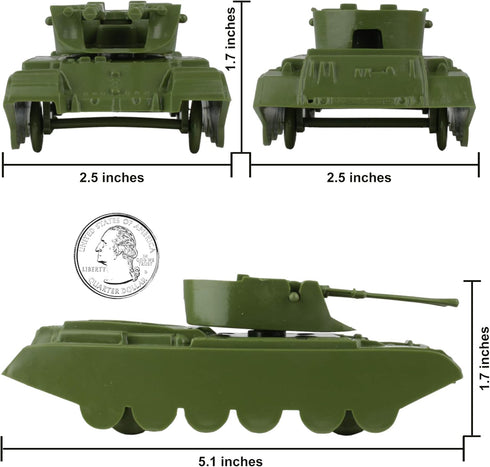 BMC Classic Payton Anti-Aircraft Tanks - 4pc Tan Green Plastic Army Men Vehicles