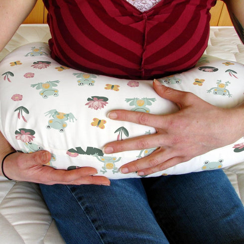 Cute Frogs Family Baby Nursing Pillow Covers for Boy Girl Green Frogs Butterflies Lilies Pond Nursery Pillow Slipcover