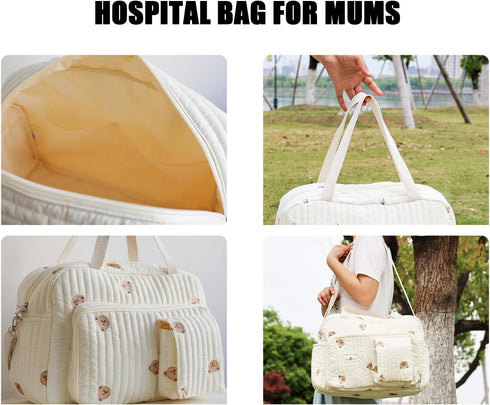 Generic Diaper Tote | Flower Pattern Shoulder Weekender Organizer,Travel Diaper Bags | for Travel Work Gym School