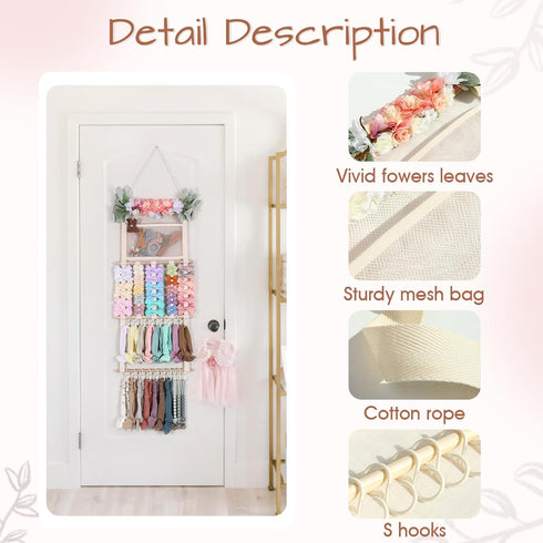 POVETIRE Headband Holder Hair Bows Organizer for Girls, Hair Accessories Display Storage Wall Hanging Decor for Baby