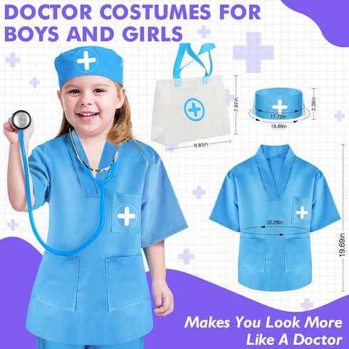 IVENRXIU 17 Set 3-5, Doctor Kit for Kids, Pcs Medical Play with Bag and Dress Up Costume for Toddlers Pretend Play Toys