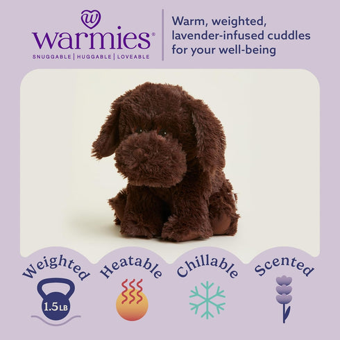 warmies Microwavable & Weighted Stuffed Animals, Chocolate Lab - Heated Stuffed Animal Plushie for Warmth & Comfort