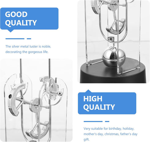 HEALLILY Perpetual Motion Desk Toy, Silver Iron Home Office Decor, Science Gift for Kids and Adults
