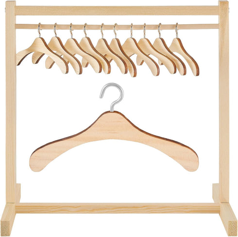 Civaner 22 Pcs Doll Garment Rack with Wooden Clothes Hanger for 18