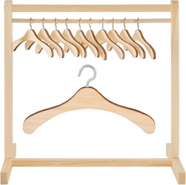 Civaner 22 Pcs Doll Garment Rack with Wooden Clothes Hanger for 18