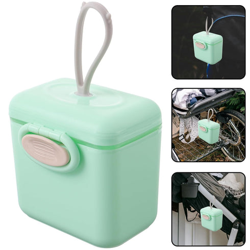 BAZEITFLOW Portable Formula Dispenser with Rope and Spoon Large Capacity Compartmentalized Milk Powder Container