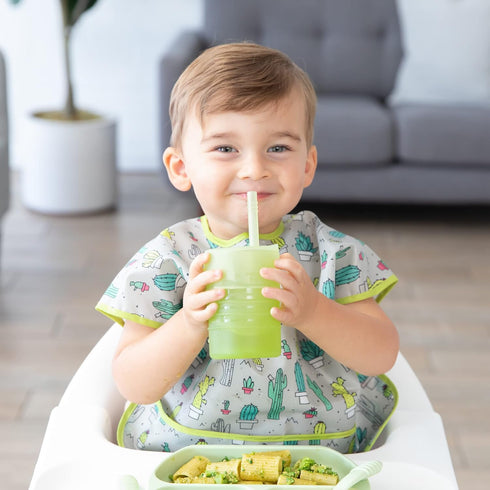 Bumkins Sippy Cup with Straw, Spill Proof Baby and Toddler Cup, Transition Cup for 1 Year Olds, Platinum Silicone,