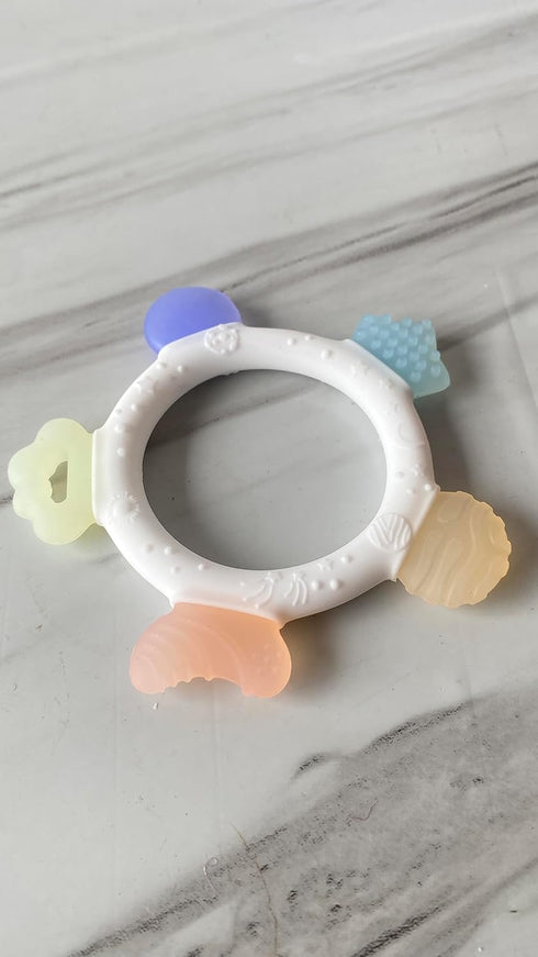 Baby Teething Ring Toys Frozen Silicone Teethers for Babies 0-12 Months, Soft Sensory Design