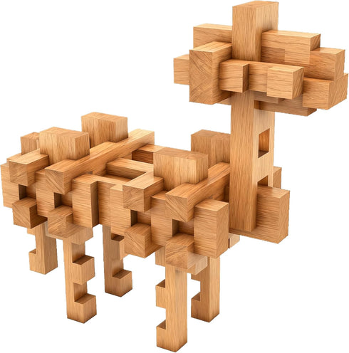 GLCforever 15+ 3D 5+ Teens-37 Toy Camel STEM Wooden Building Blocks - Shapes, Puzzle, Brain Games, Educational Toys