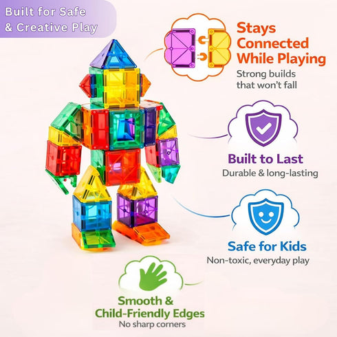 Mini Melow 100 Set, 3+, 4-8, Magnetic Tiles, Pcs Magnetic Building Blocks STEM Magnetic Toys for Kids Magnetic Tiles