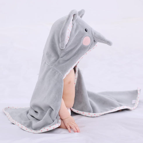 Baby Hooded Towel with Unique Animal Design, Ultra Soft Thick Cotton Bath Towel for Newborn (Elephant)