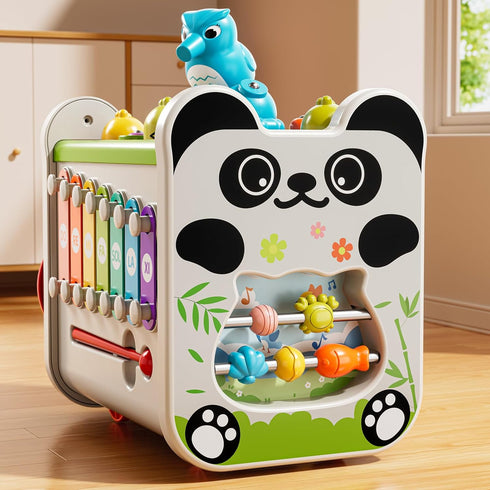 XINNOVEL 6-in-1 3 Hammering 2+ Montessori Toys for Year Old, Pounding Toy with Xylophone, Number Maze, Spinning Gear