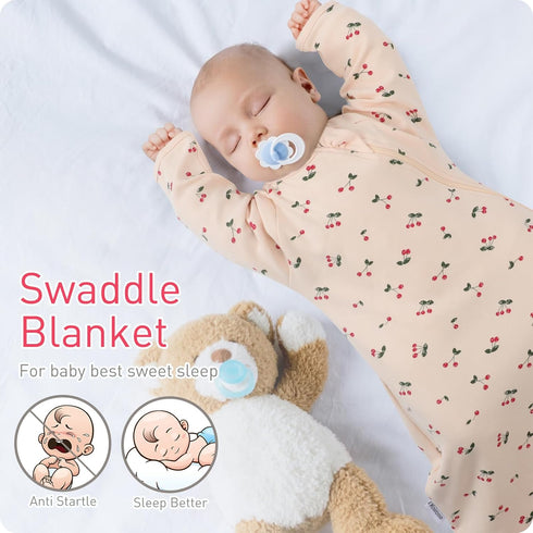 3-6 Transitional Baby Swaddling Sack with Arms Up Length Sleeves Mitten Cuffs Months Wearable Swaddling Blanket