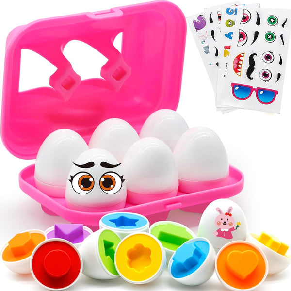 MOONTOY Toddler Toys Egg Learning Montessori - Matching Eggs Small Educational Color Sorting Toys for 1-3 Year Olds