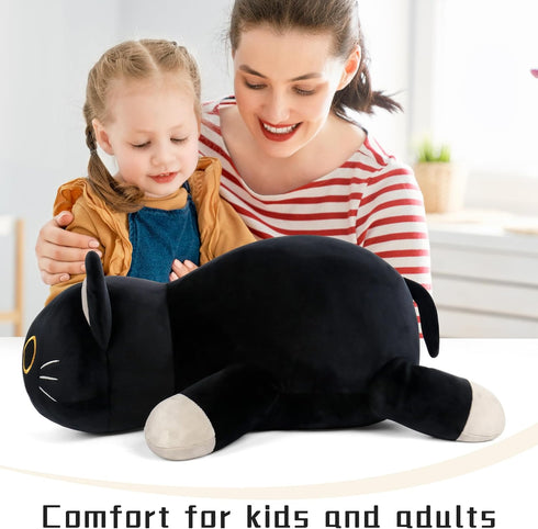 24" 4.2lbs Wepop Black Cat Plush Weighted Stuffed Animals, Weighted Black Cat Pillow Giant Cat Stuffed Animal Cuddle