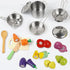 Set Playset Sundaymot Play Kitchen Accessories, Wooden Play Food, Cooking with Stainless Steel Cookware Pots and Pans