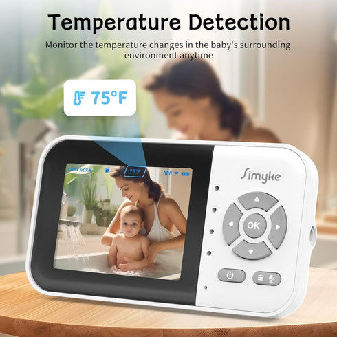 Video Baby Monitor with Camera No WiFi, 1200ft Long Range, 2.8" Display, Auto Night Vision, 5 Lullabies