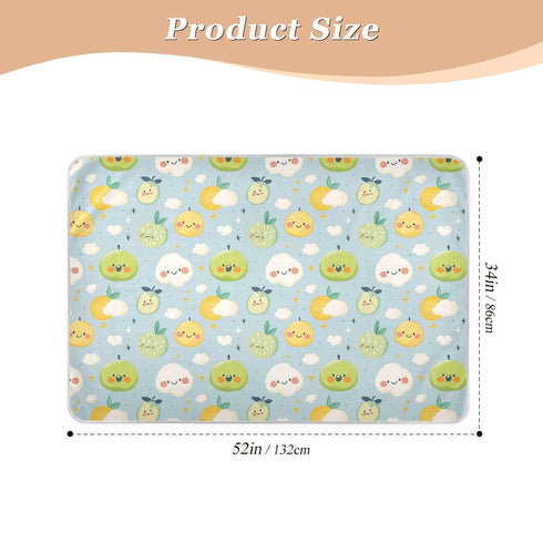 siphylline 52" 34" Cartoon Cute Fruits Cloud Blue Extra Large Resuable Changing Pad Covers Water Resistant Pee Pads