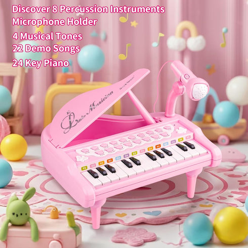 1-3 1 2 3 1st 1 2 3+ Amy&Benton Piano Music Toy Baby for Toddlers Pink for Girls Girl First Birthday Gift for Years Old